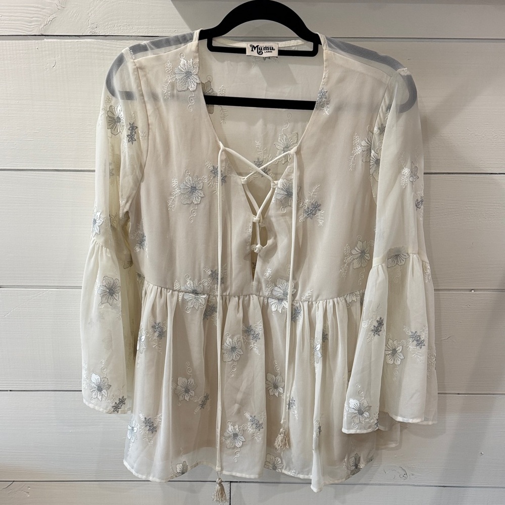 Show Me Your MuMu Cream Floral Blouse